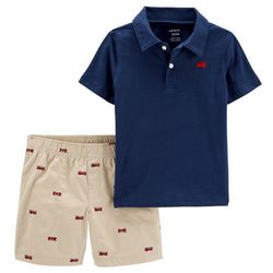 Carters Baby Boys 2-pc. Solid Polo Top  Print Short Set