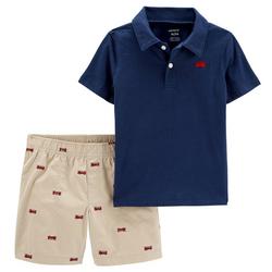 Baby Boys 2-pc. Solid Polo Top  Print Short Set