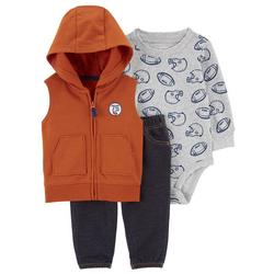 Baby Boys 3pc. Orange Hoody Vest Bodysuit Set