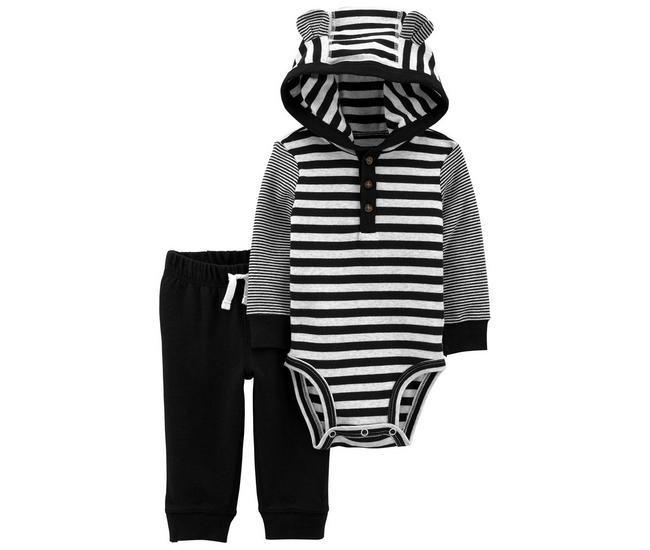 Carter's Baby Boys 2-Pc. Bear Overalls & Striped T-Shirt Set