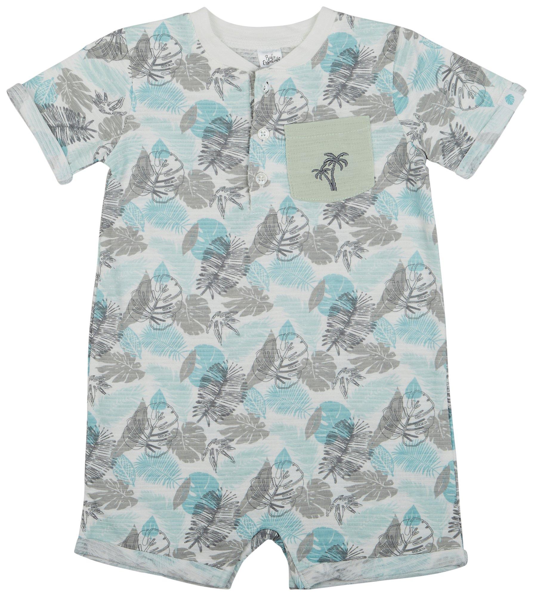 Baby Boys Tropical Leaf Short Sleeve Romper