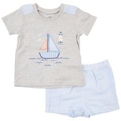 Baby Essentials Baby Boys 2 Pc. Sailboat Shorts Set