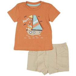 Baby Essentials Baby Boys 2 Pc. Solid Ahoy Shorts Set