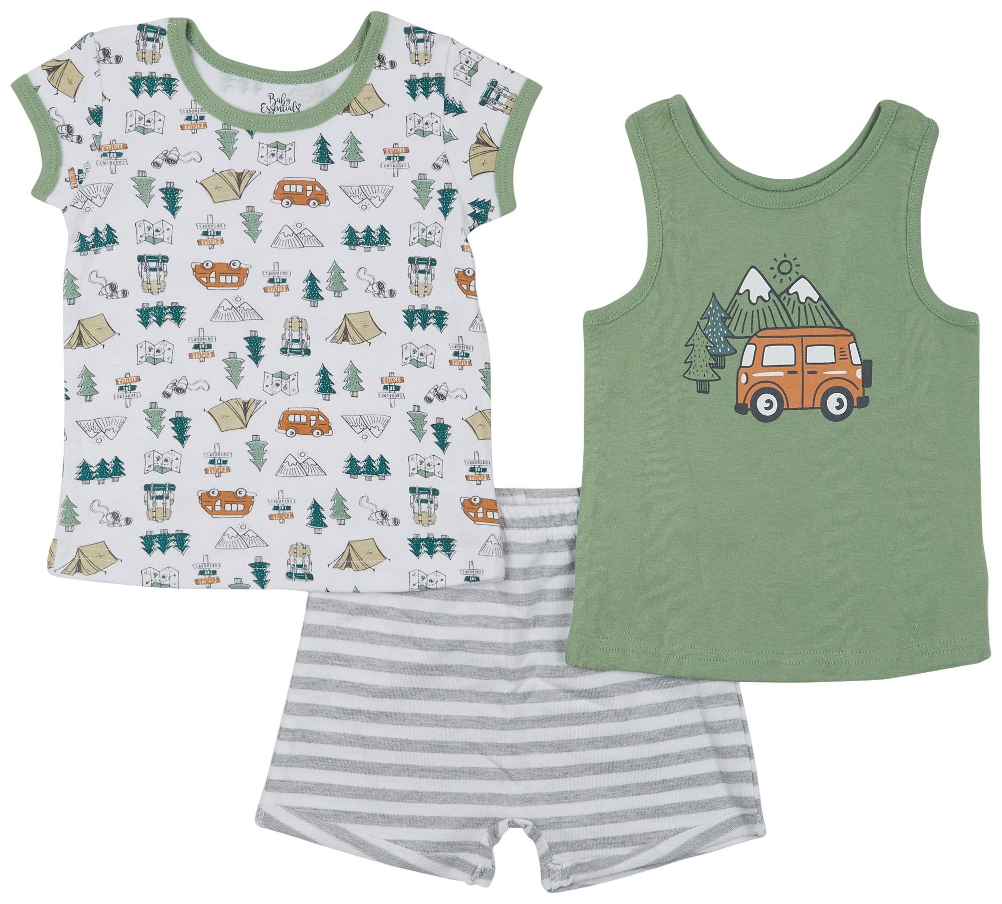 Baby Essentials Baby Boys 3 Pc Camping Shorts Set