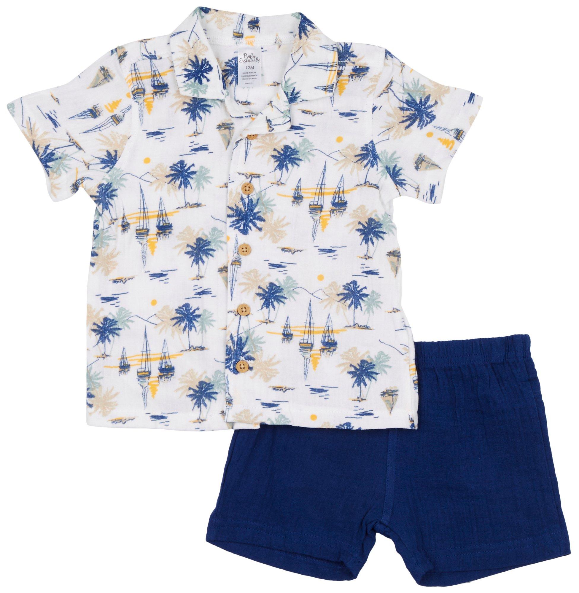 Baby Boys 2-pc. Gauze Palm Shirt + Short Set