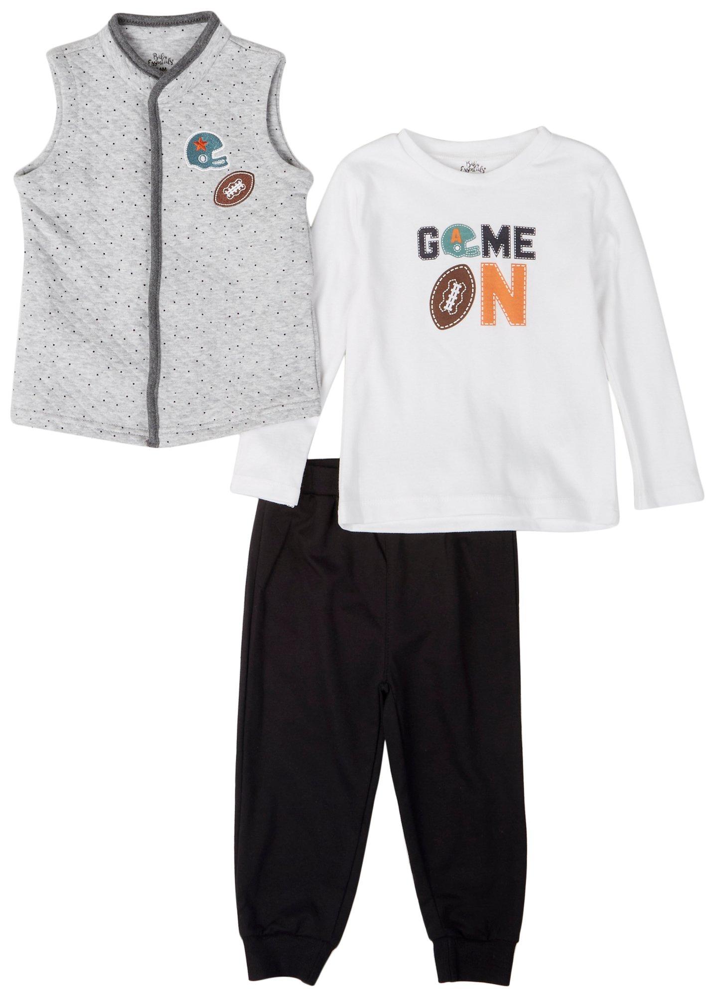 Baby Essentials Baby Boys 3-pc. Game On Vest Set