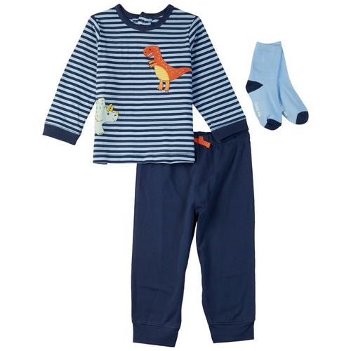 Little Me Baby Boys 3-Pc Dino Striped Top