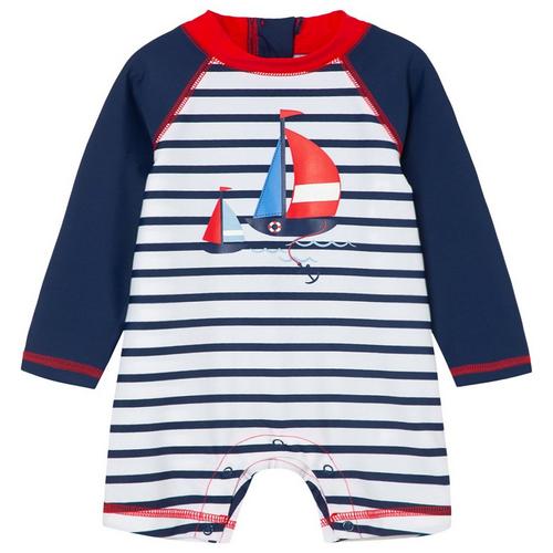 Little Me Baby Boys Sailboat Stripe Rashguard Swimsuit