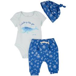 Baby Boys 3-pc. Whale Bodysuit Pant Set