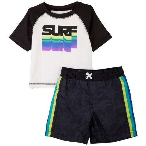 Ixtreme Baby Boys 2-pc. Surf Rashguard Swim Trunks