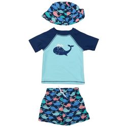 Floatimini Baby Boys 3-pc. Whale Swimsuit Set