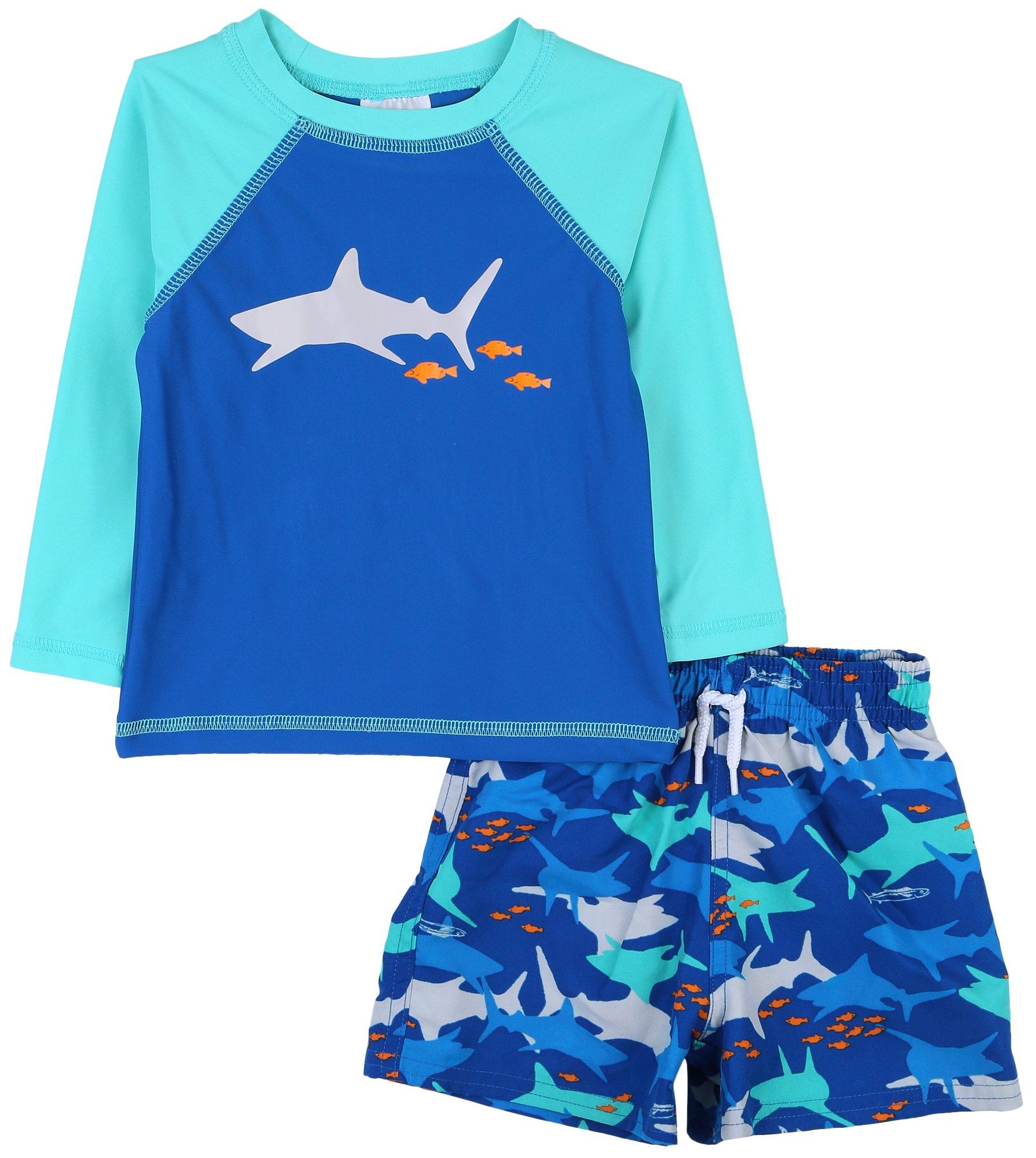 Baby Boys 2-pc. Sharks Swimsuit Set