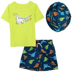 Baby Boys 3-pc. Crayon Dinosaur Swimsuit Set