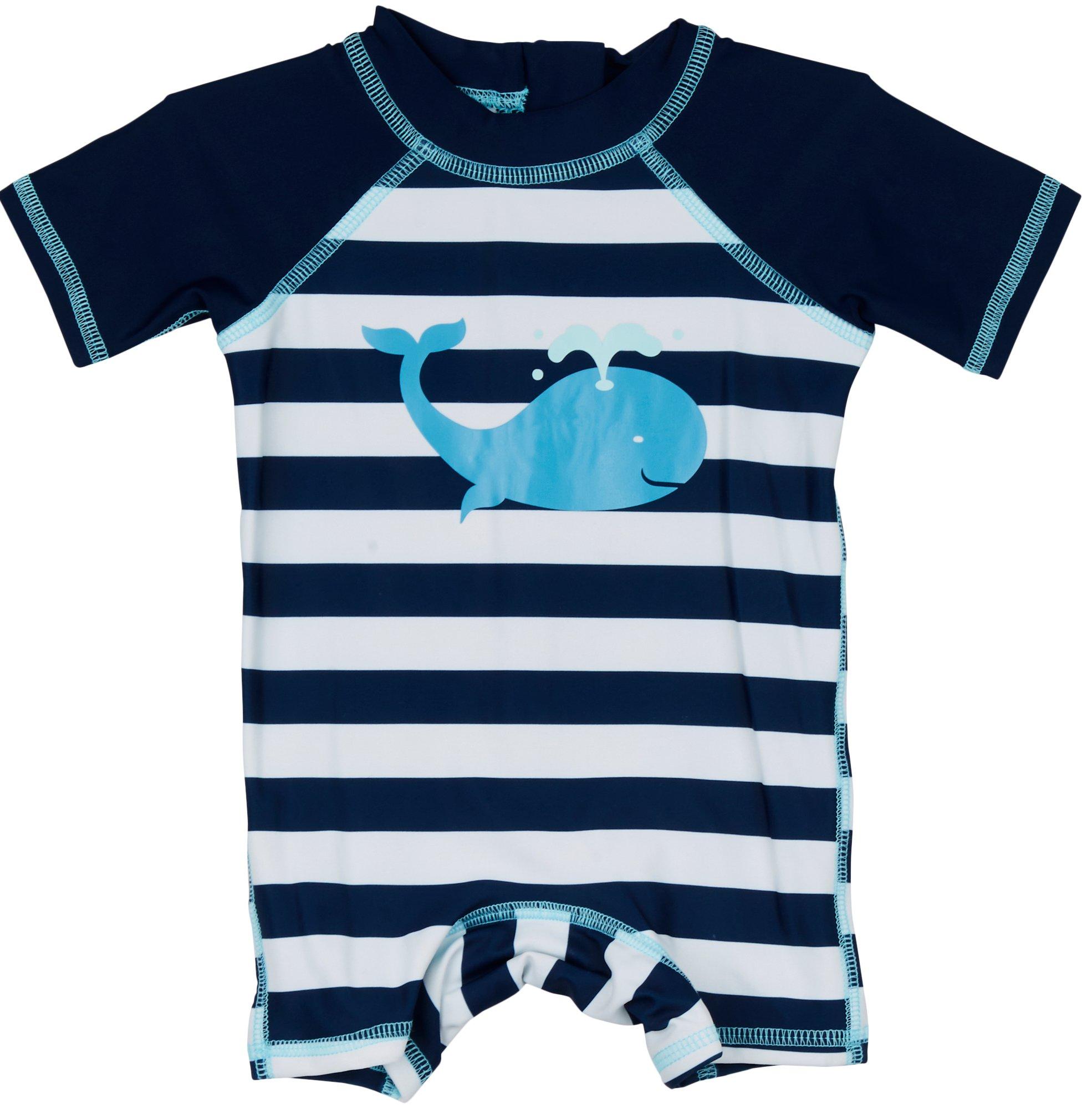 Baby Boys 1-pc. Whale Stripe Romper Swimsuit
