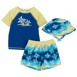 Baby Boys 3-pc. Sea Turtle Rashguard Swimsuit