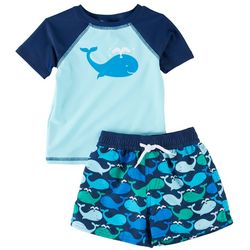 Floatimini Baby Boys 2-pc. Whale Rashguard Swimsuit
