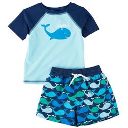 Baby Boys 2-pc. Whale Rashguard Swimsuit
