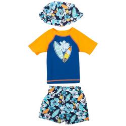 Baby Boys 3-pc. Hibiscus Swimsuit Set