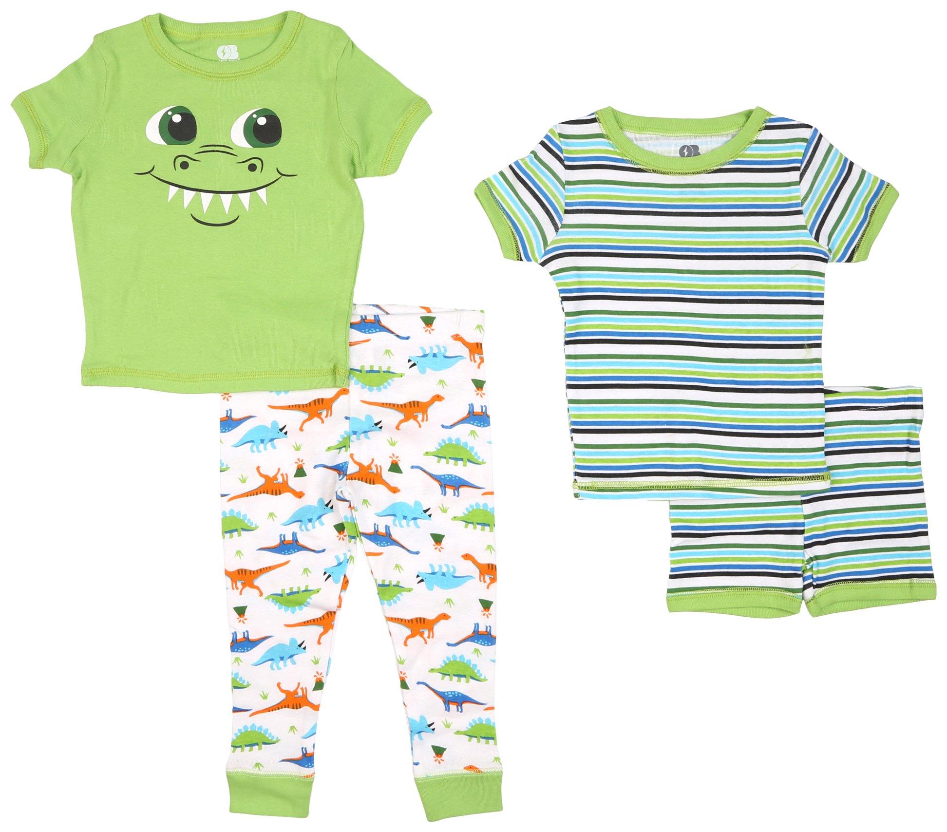 Only Boys Baby Boys 4-pc. Stripe Dino Graphic Pajama Set