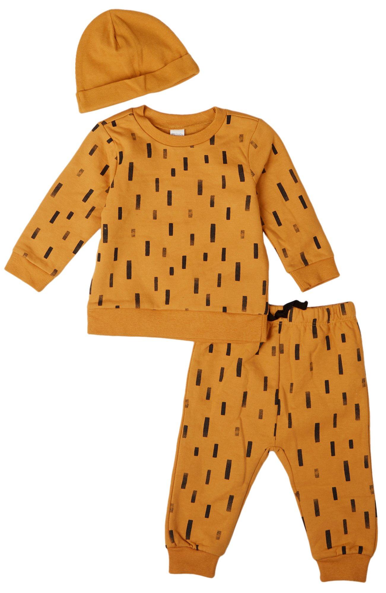 PL Baby Baby Boys 3-pc. Rectangles Fleece Jogger Set