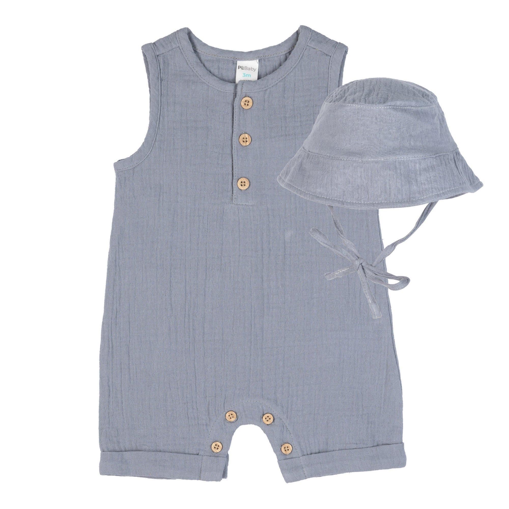 PL Baby Baby Boys 2-pc. Solid Romper Set
