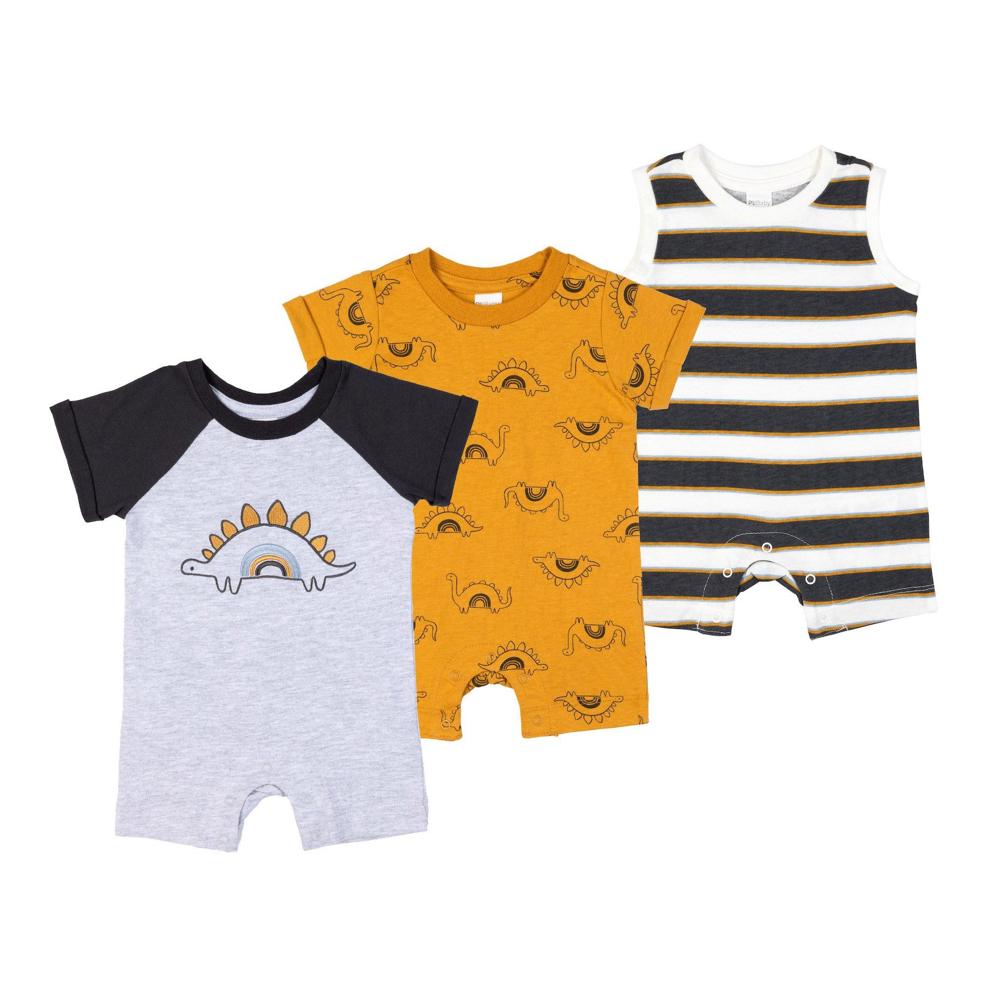 PL Baby Baby Boys 3-pc. Dino Rainbow Romper Set