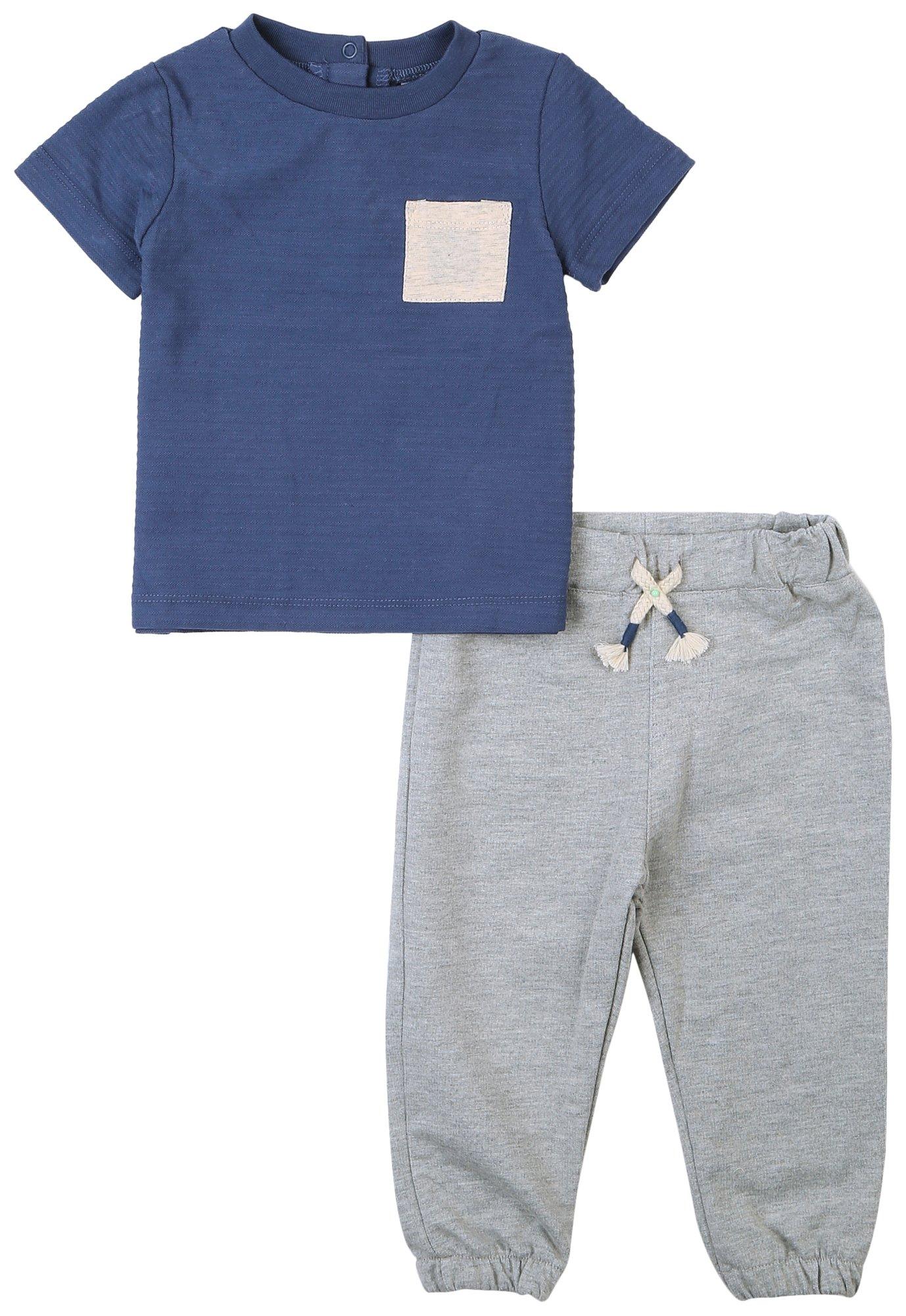 Little Lad Baby Boys 2-Pc. Pocket Tee And Jogger Set