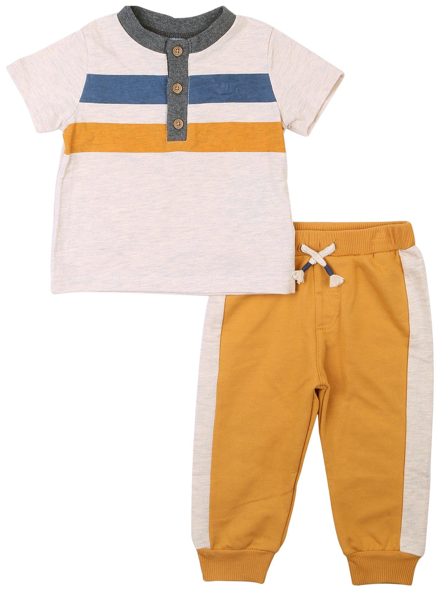 Little Lad Baby Boys 2-Pc. Stripe Tee And