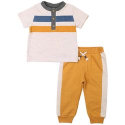 Little Lad Baby Boys 2-Pc. Stripe Tee And Jogger Set