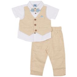 Little Lad Baby Boys 3 -Pc. Gentleman Linen Pant Set