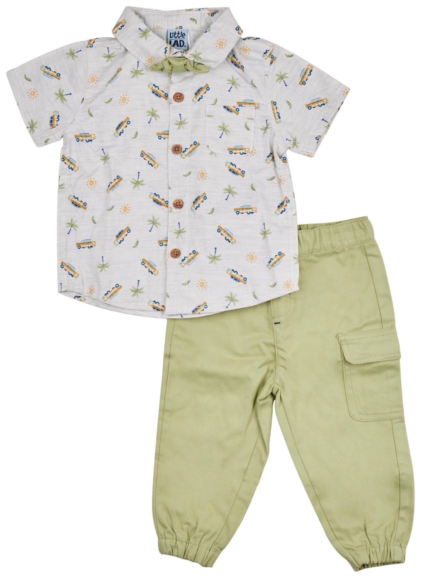 Little Lad Baby Boys 3-Pc. Woven Shirt Bow Tie And Pant Set