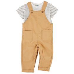 Little Lad Baby Boys 2-pc. Striped Bodysuit Overall Set