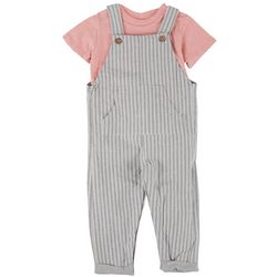 Little Lad Baby Boys 2-pc. Striped Overall Set