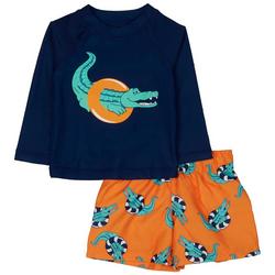 Baby Boys 2-pc. Floatie Alligator Rashguard Swimsuit