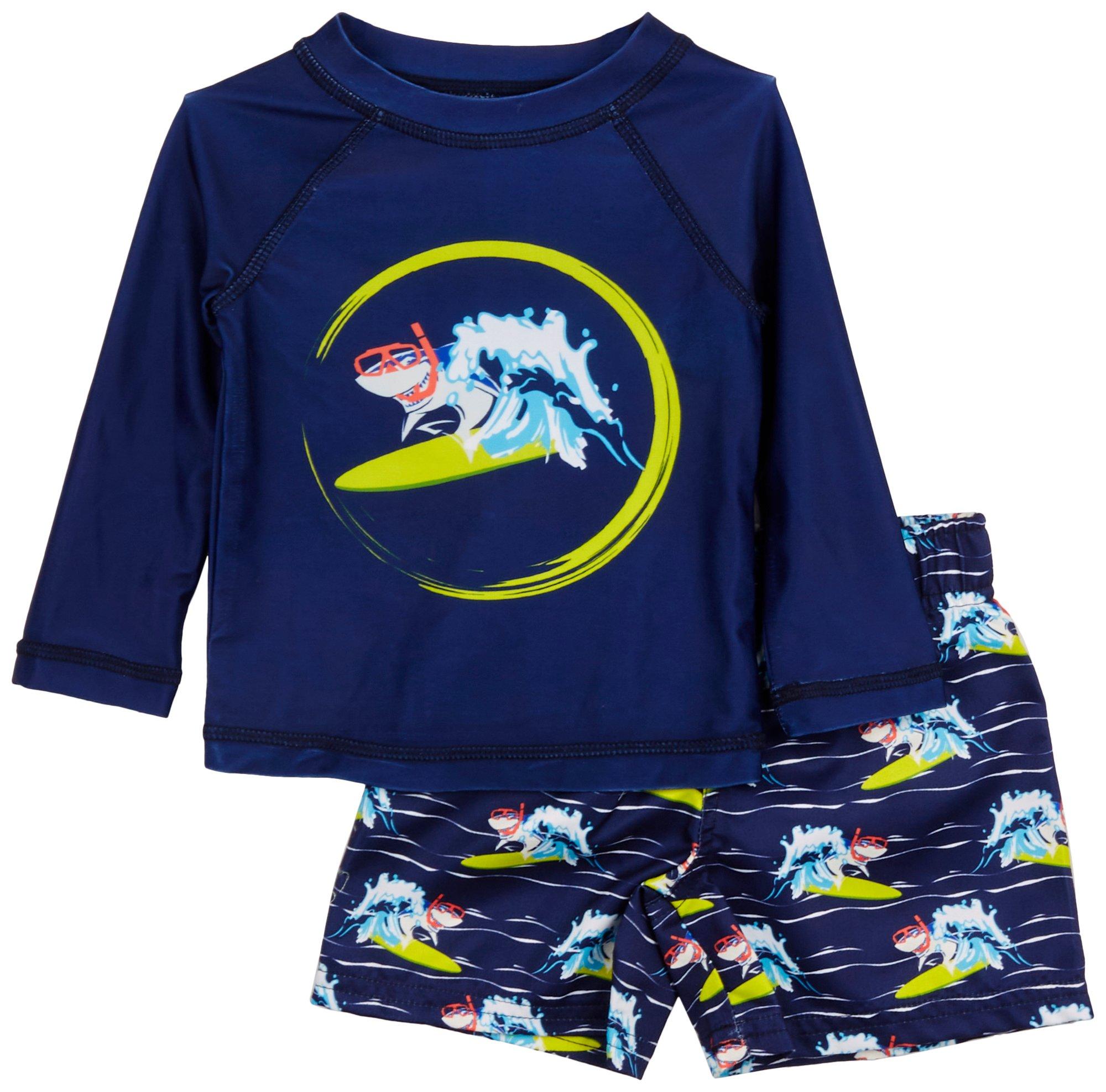 Baby Boys 2-pc. Surf Shark Swimsuit Set