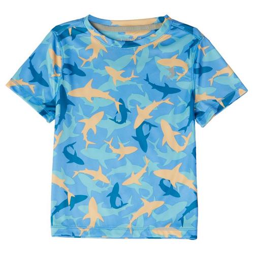 Reel Legends Little Boys Azure Allover Shark T-Shirt