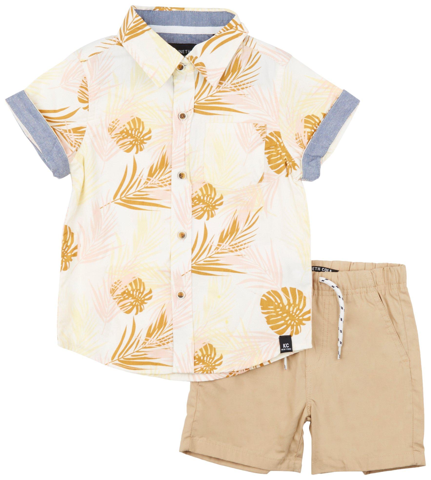 Kenneth Cole Todler Boys 2-pc. Troipical Leaves Short Set