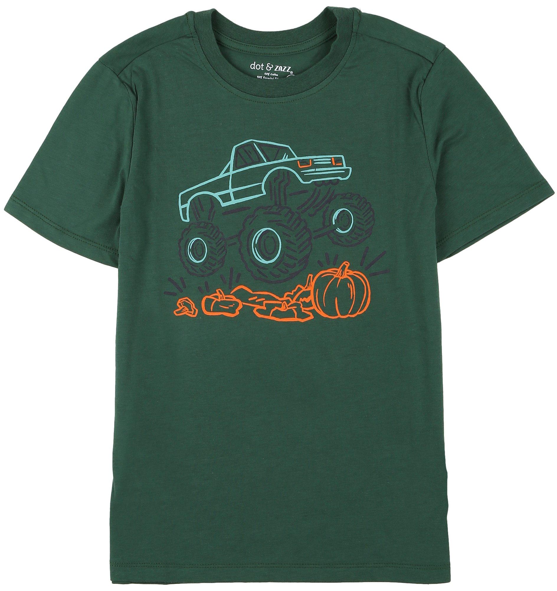 Toddler Boys Pumpkin Smash Truck Short Sleeve Top