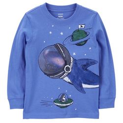 Carters Toddler Boys Space Shark Long Sleeve Jersey Tee