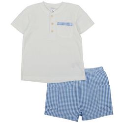 WILLOW AND WYATT Toddler Boys 2 Pc Plaid Shorts Set