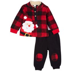 Baby Essentials Baby Boys 2-pc. Furr Santa Fleece Pant Set