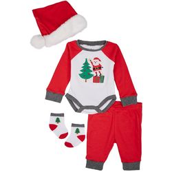 Baby Essentials Baby Boys 4-pc. Santa XMAS Tree Pant Set