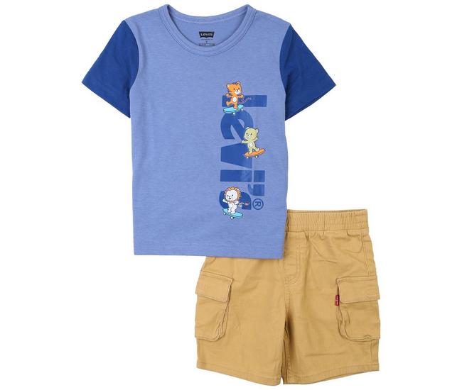 Levi's Toddler Boys Pull On Skating Critters Short Set - Colony - Size 3T