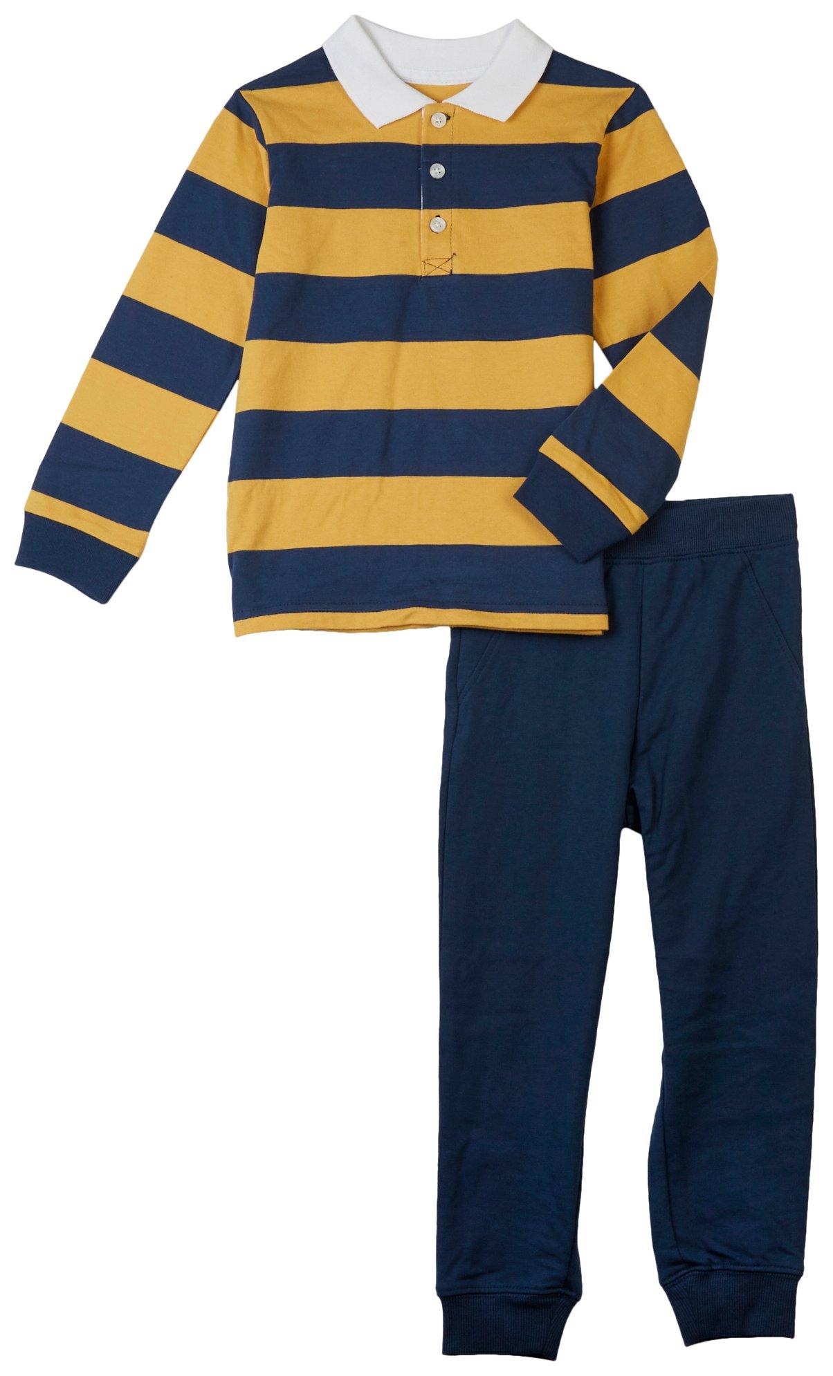 Little Me Toddler Boys 2-pc. Stripe Polo Pant Set