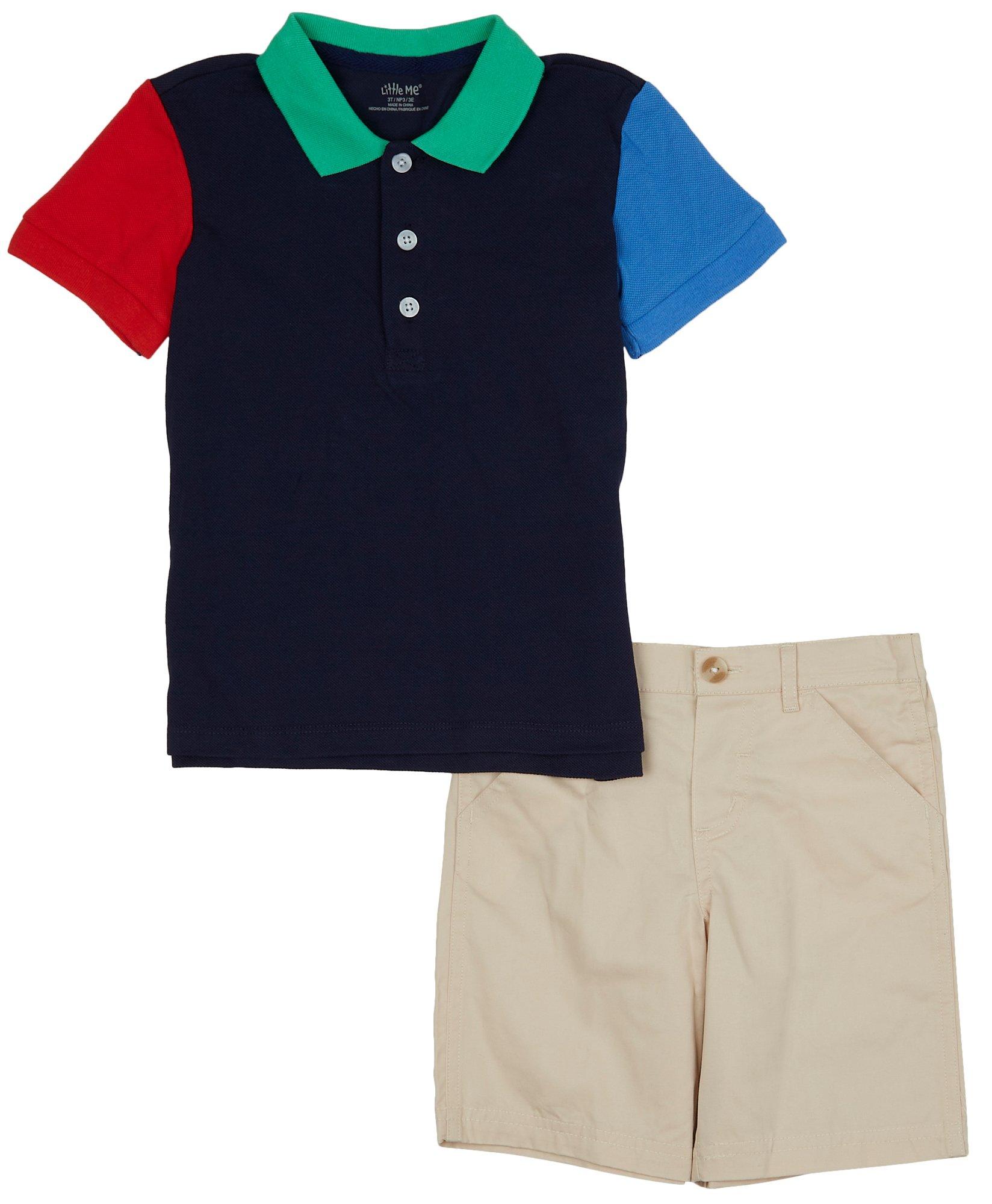 Little Me Toddler Boys 2-pc. Colorblock Golf Polo Short Set