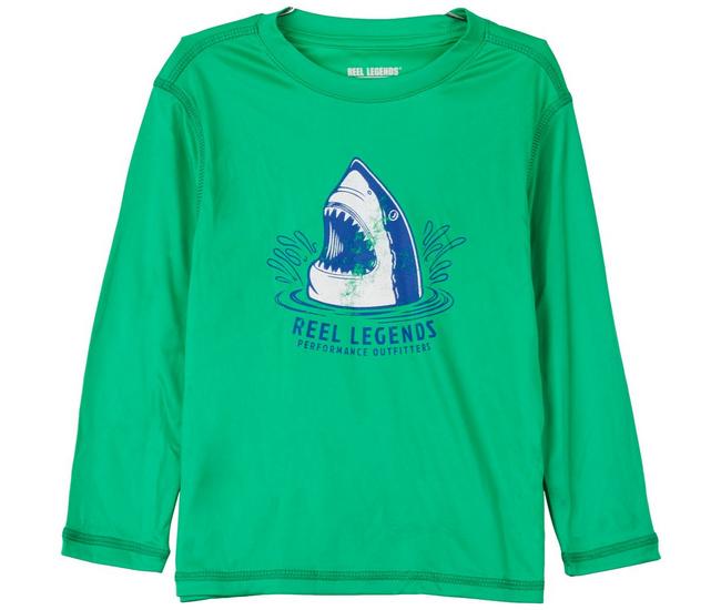 Reel Legends Toddler Boys Shark Long Sleeve Top - Green - 3T