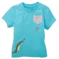 DOT & ZAZZ Toddler Boys Dino Pizza Fishing Pocket T-Shirt