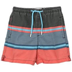 Toddler Boys Washed Coral Stripe Swim Shorts