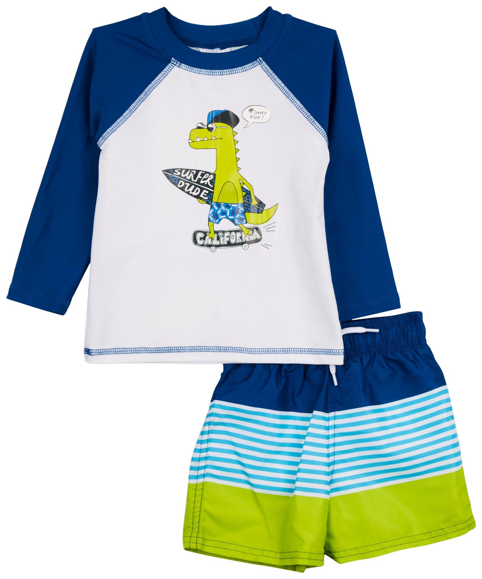 Toddler Boys 2-pc. Sweet Ride Dino Swimsuit Set