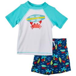 Toddler Boys 2 Pc. Surfer Crab Swimsuit Set